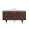 James Martin Vanities Amberly 60in Single Vanity, Mid-Century Walnut w/ 3 CM Carrara Marble Top 670-V60S-WLT-3CAR - alternate 1